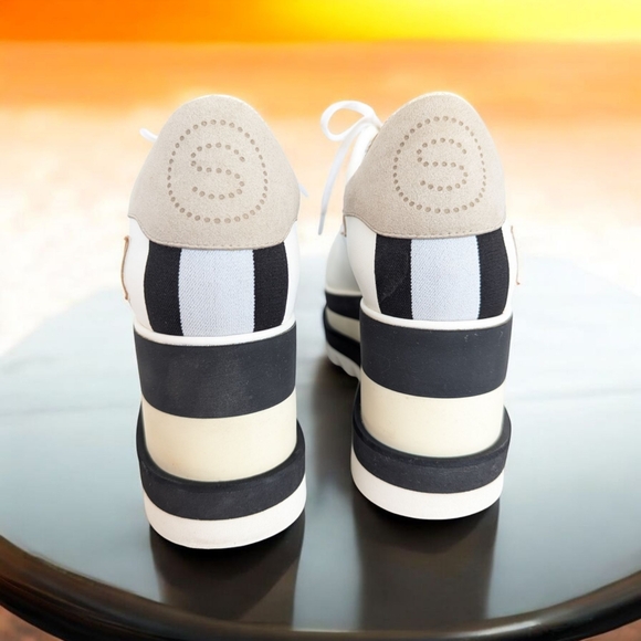 Stella McCartney Shoes - Stella McCartney White Black Cream Platform Sneakers